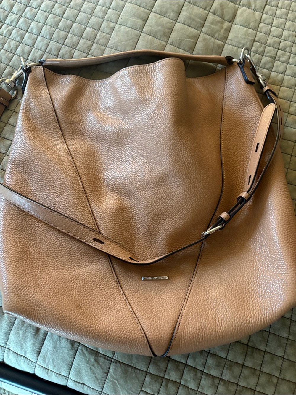 Rebecca Minkoff Tan Pebbled Leather Hobo Shoulder Bag